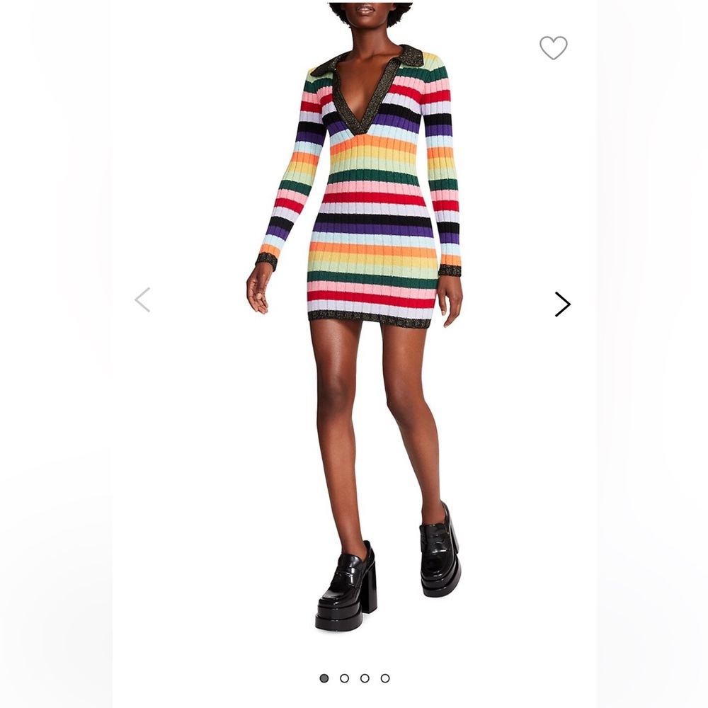 Colorful Striped Women's Mini Sweater Dress